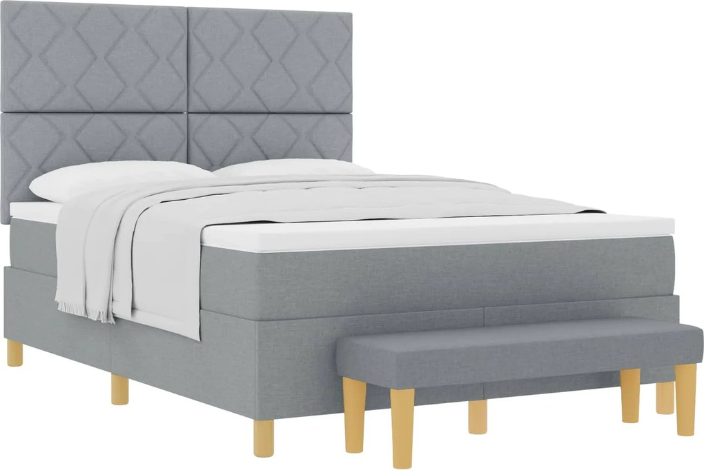 vidaXL Pat cu arcuri cu saltea Gri deschis 160 x 200 cm țesătură