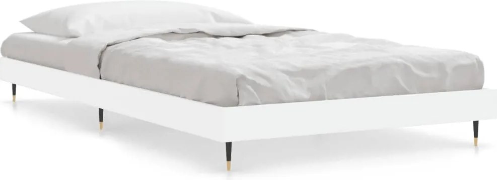 vidaXL Cadru de pat, alb, 90x200 cm, lemn prelucrat