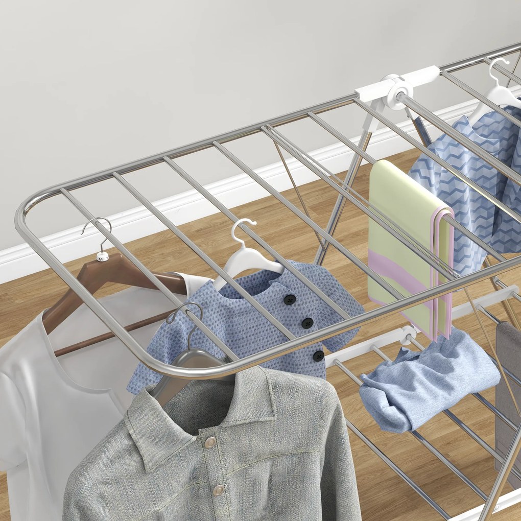 HOMCOM Suport de uscat rufe pliabil pe picioare cu 2 niveluri ajustabile dim. 148L x 60,5l x 98H cm | Aosom Romania