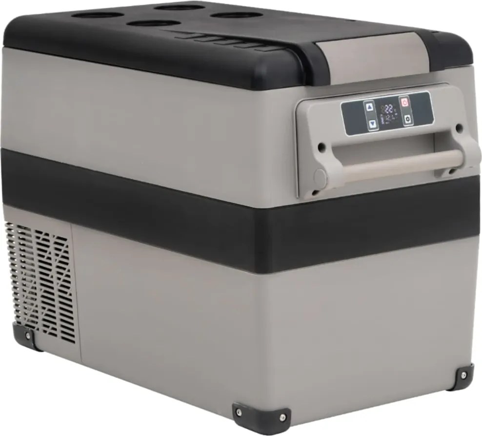 vidaXL Ladă frigorifică cu mâner, negru și gri, 55 L, PP și PE