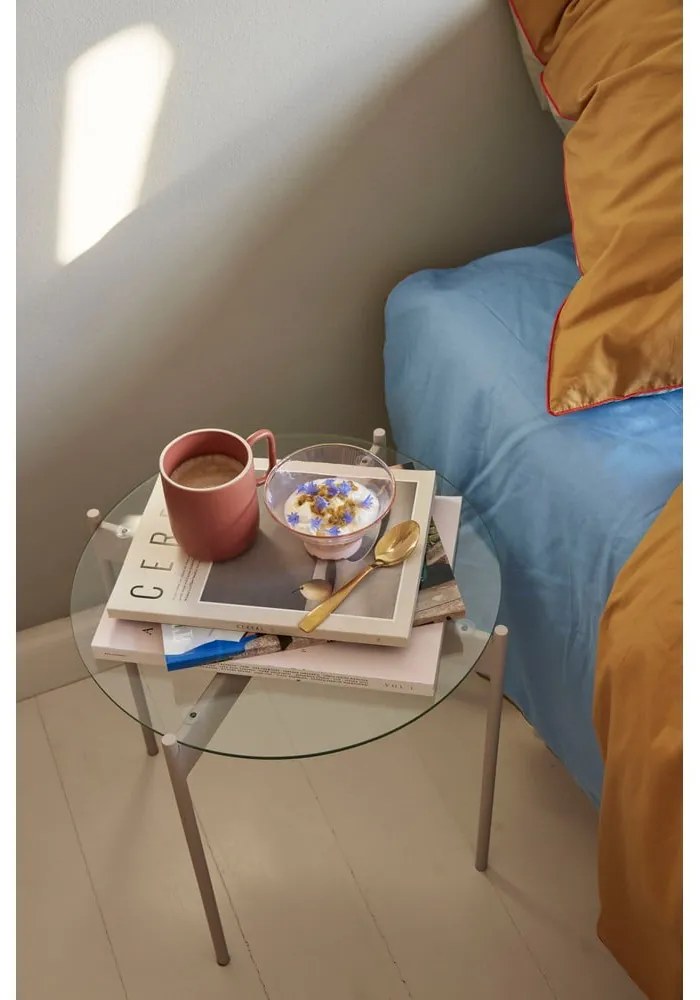 Măsuță auxiliară rotundă cu blat din sticlă ø 45 cm Beam – Hübsch