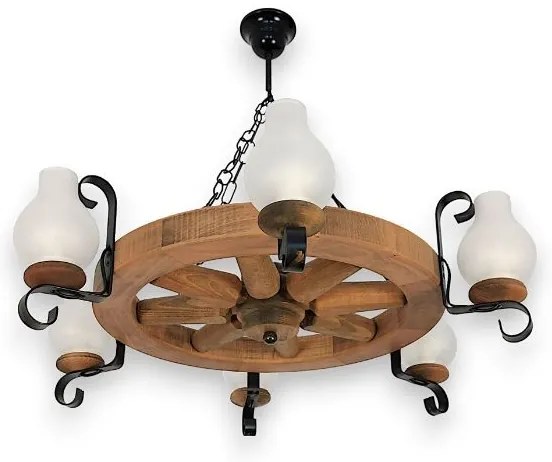 Lustră pe lanț Brilagi ROATA 6xE14/40W/230V fag