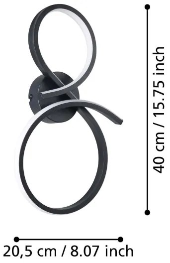 Aplică LED Eglo 901268 SERPINS LED/11,4W/230V 3000K negru