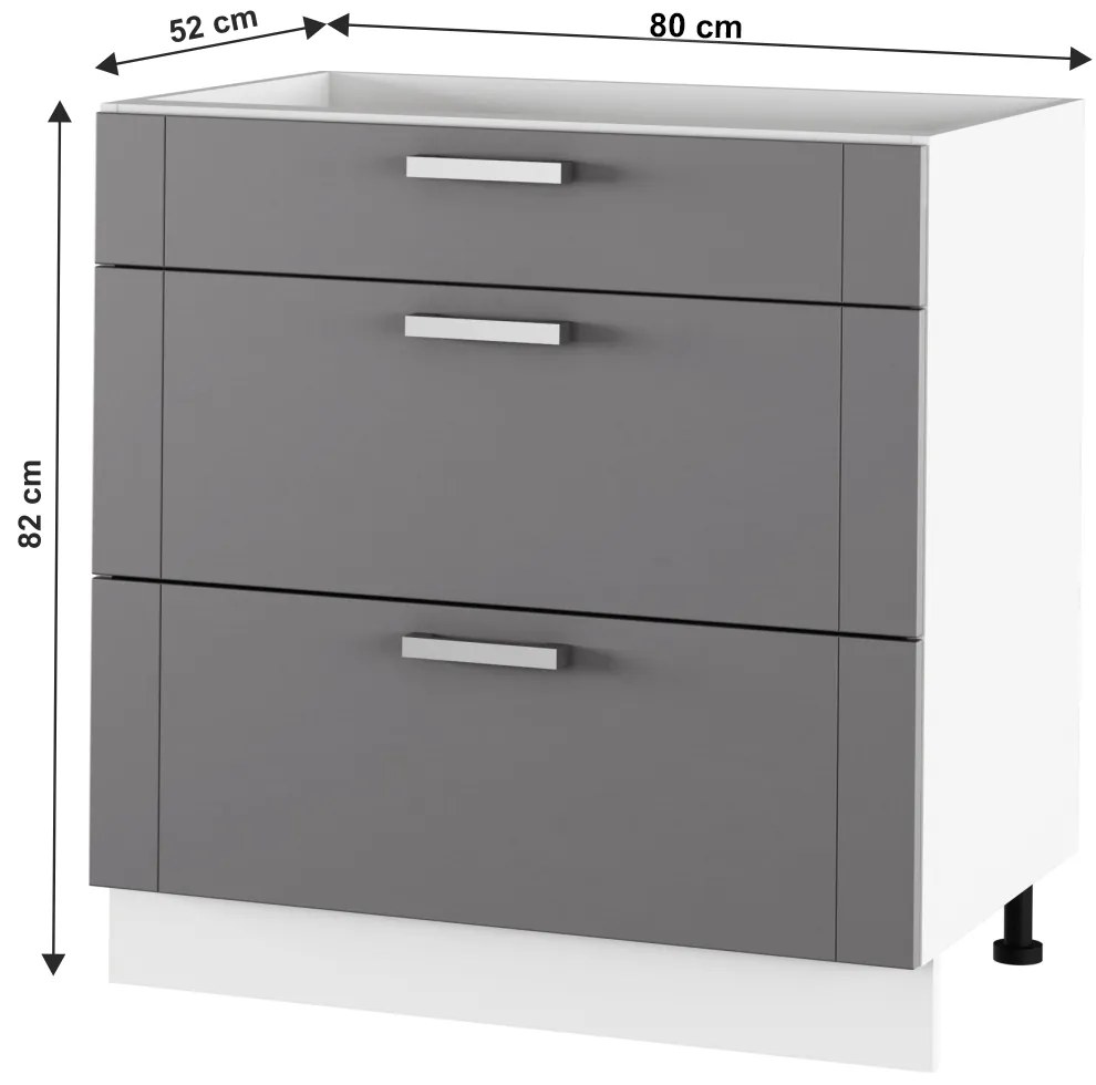 Dulap inferior de bucătărie Janne Typ 61 (Gri închis + Alb). 1021232