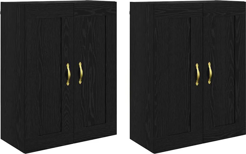 vidaXL Cabinet suspendat 2 pcs Stejar Negru 69,5 x 34 x 90 cm