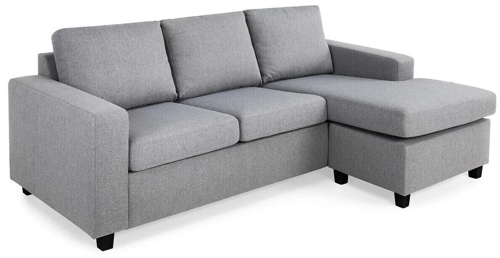 Colțar Scandinavian Choice C176Gri deschis, Negru, 214x143x80cm, Picioare: Plastic