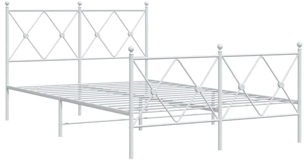 376566 vidaXL Cadru de pat metalic cu tăblie, alb, 120x190 cm