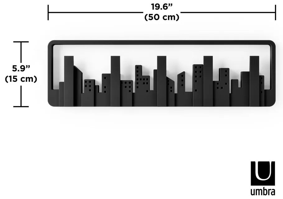 Cuier de perete negru din plastic Skyline – Umbra