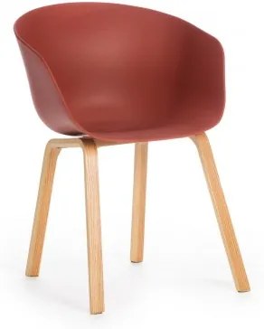 Scaun din plastic cu picioare din lemn Iris Caramiziu, l55xA56xH80 cm