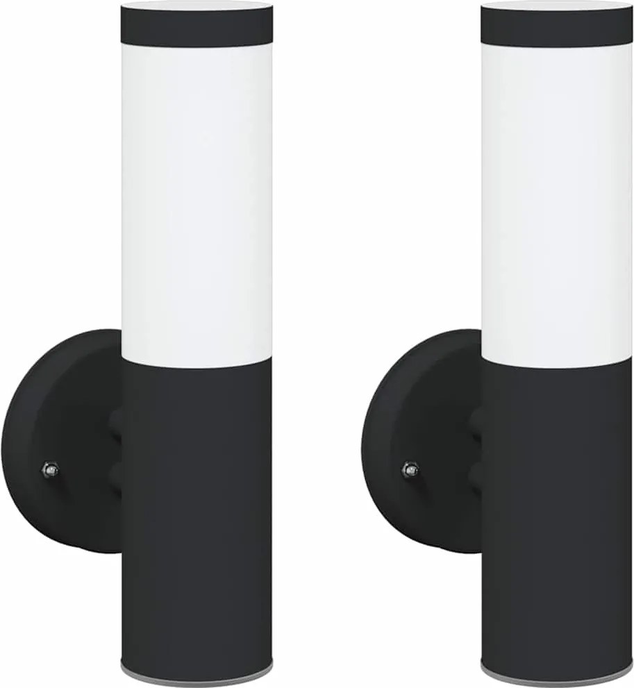 vidaXL Lumină de perete pentru exterior 2 pcs Negru 15 x 7,5 x 33 cm