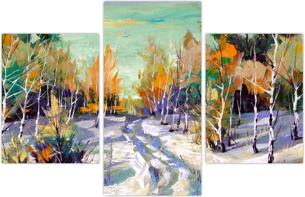 Tablou - Drum înzăpezit prin pădure (90x60 cm)