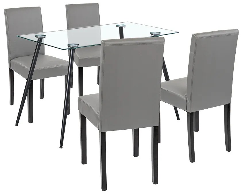 Set de masă Alen 4+1 negru-gri