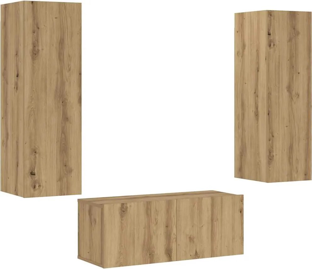 vidaXL Dulapuri TV montate pe perete 3 buc. stejar artizanal lemn