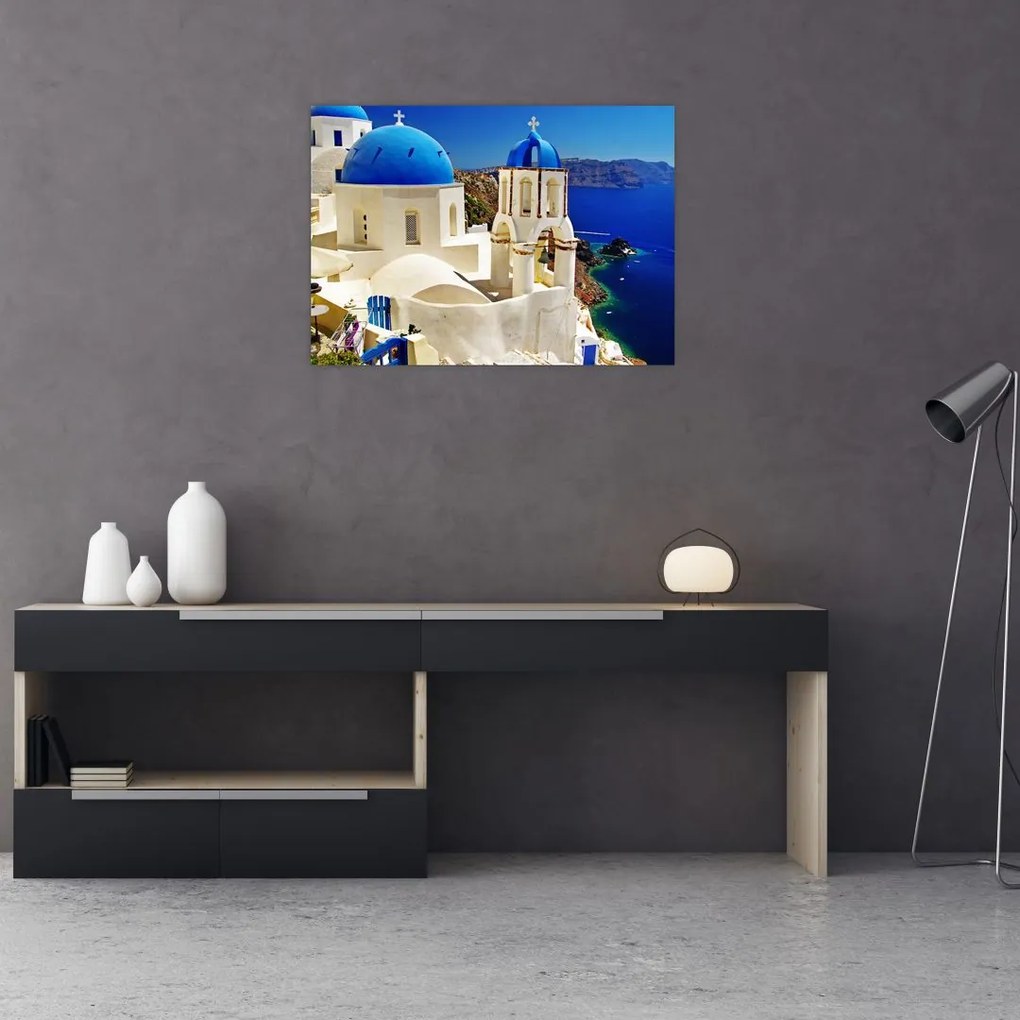 Tablou pe sticlă - Santorini, Grecia (70x50 cm)