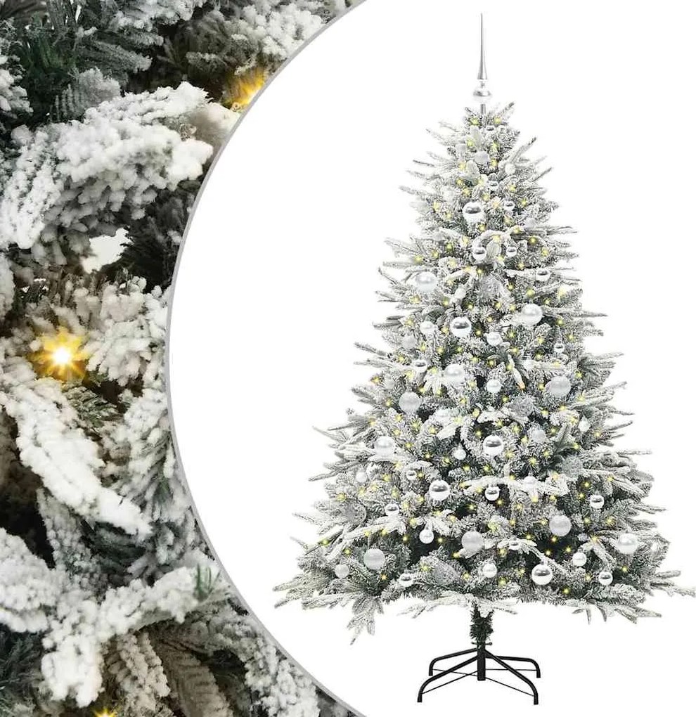 vidaXL Brad de Crăciun artificial pre-iluminat cu set de bile Verde