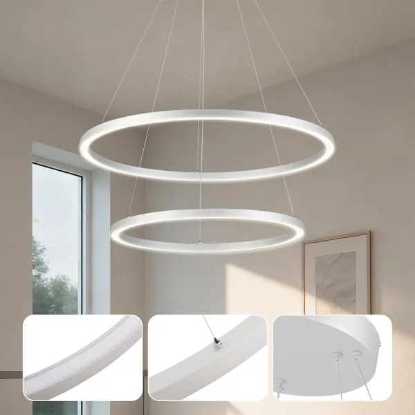 Brilagi-LED Reglabilă, lustra suspendată pe cablu PORTOFINO LED/98W/230V Ø 80 cm, argintie + telecomandă