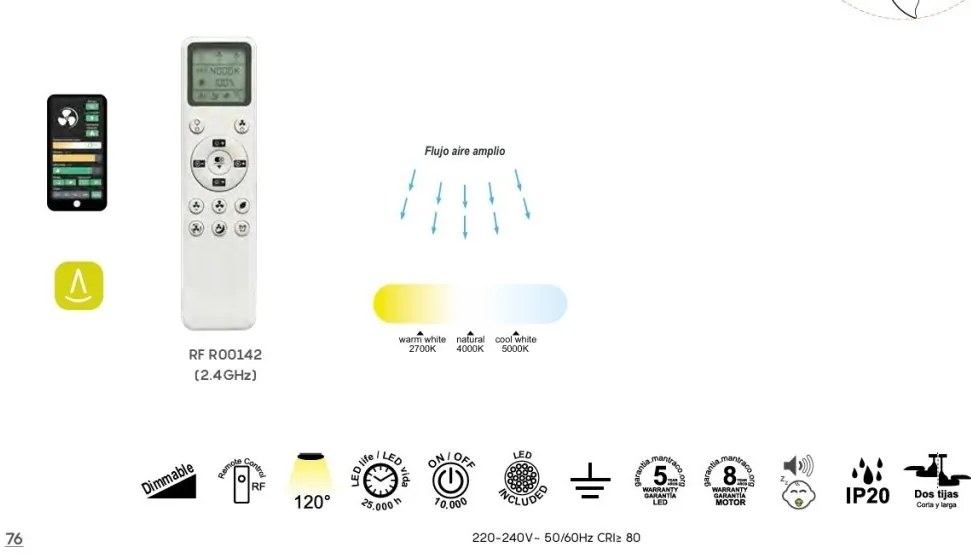 Lustra LED CCT cu ventilator si telecomanda ALASKA negru MA-8754