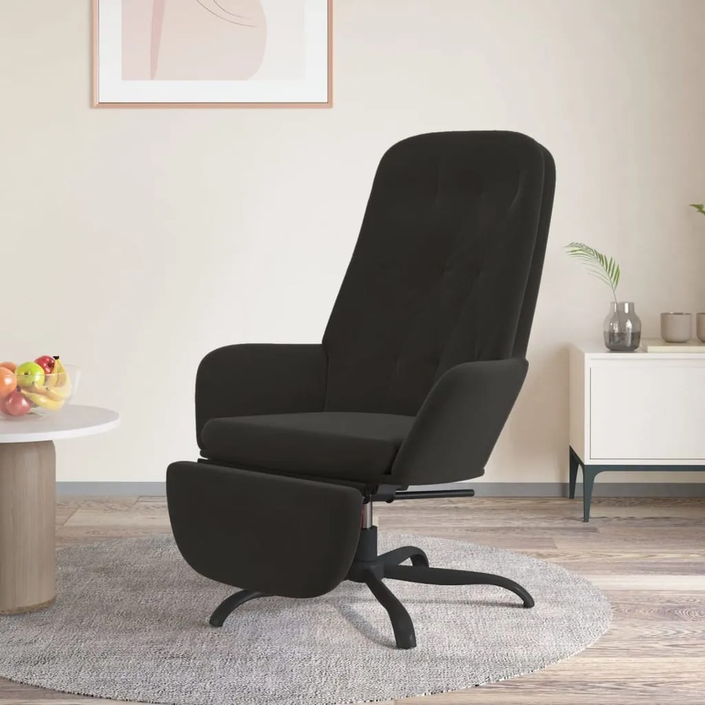3097647 vidaXL Scaun de relaxare cu taburet, negru, catifea