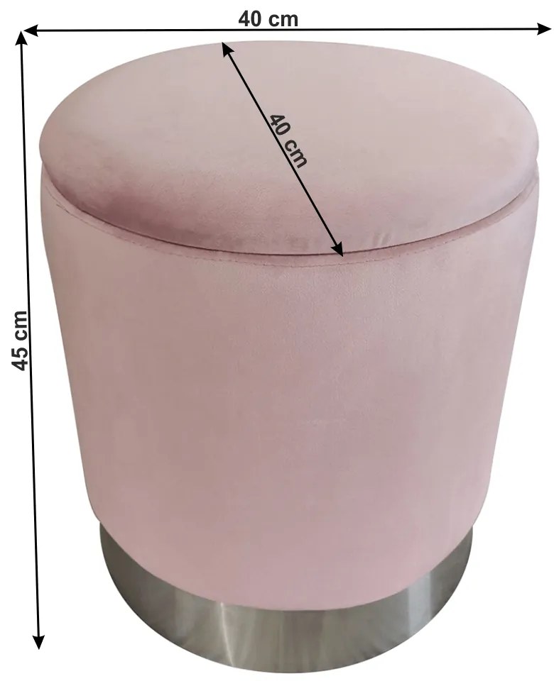Taburet, catifea roz Velvet/crom argintiu, DARON