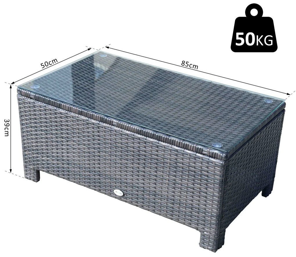 Outsunny masuta exterior, sticla securizata, 85x50x39cm, maro | Aosom Romania