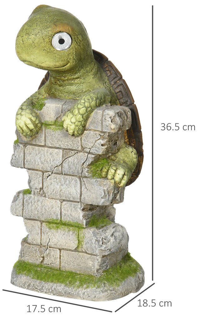 Outsunny Figurină de Grădină "Broască Țestoasă Mică", Decorațiune de Grădină, rezistentă la intemperii, inclusiv lumină solară | Aosom Romania