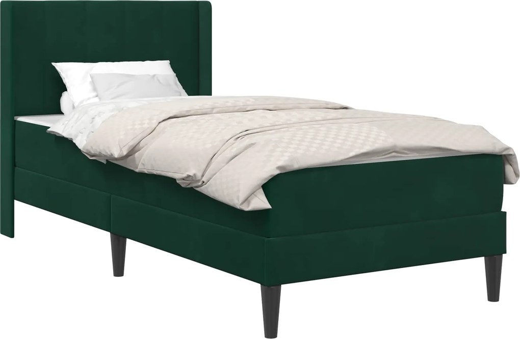 vidaXL Cadru de pat cu saltea Verde închis 80 x 200 cm Catifea