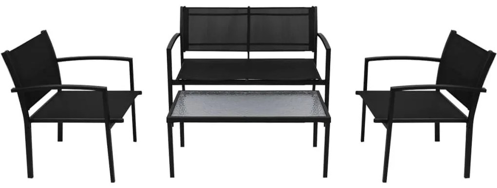 Set mobilier de gradina, 4 piese, negru, textilena