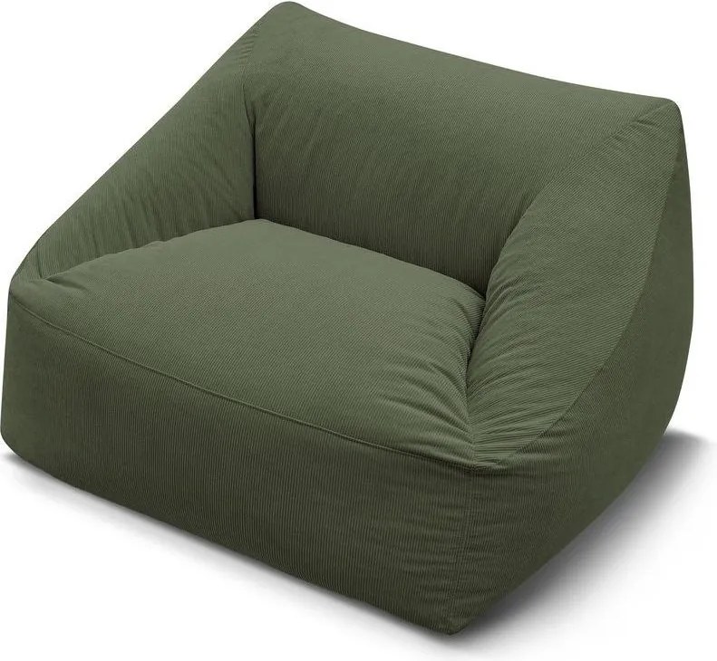 Fotoliu bean bag verde cu tapițerie din catifea reiată Lilibet – Bobochic Paris