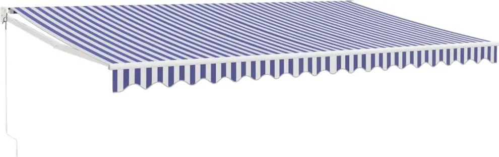 vidaXL Copertină retractabilă albastru/alb, 5x3 m, textil/aluminiu