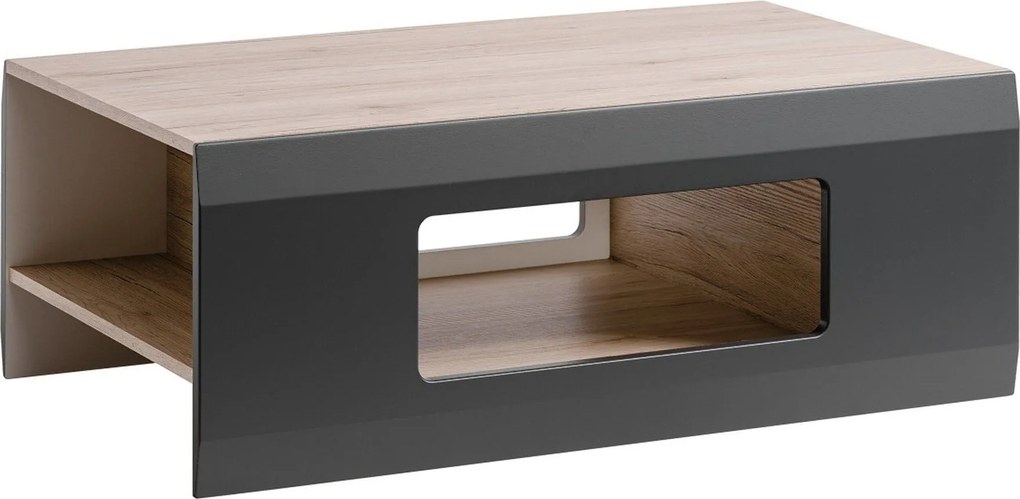 Masuta cafea CLIFF, gri grafit/stejar, PAL, 100x61x38 cm