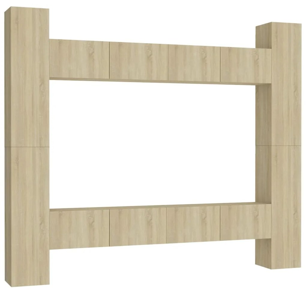 3078966 vidaXL Set de dulapuri TV, 8 piese, stejar sonoma, lemn prelucrat