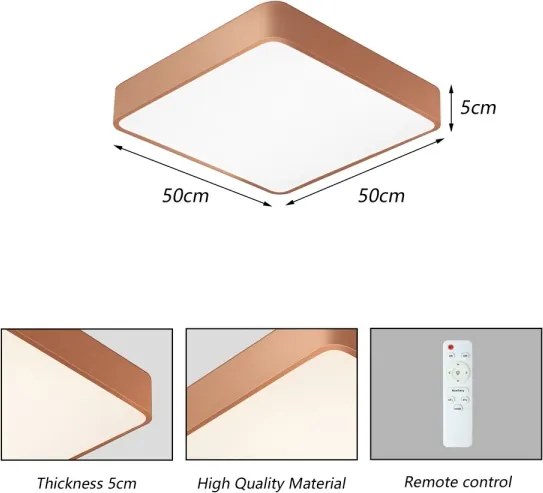 BRILAGI - Plafonieră LED dimabilă POOL SQUARE LED/48W/230V 50x50 cm cupru + telecomandă