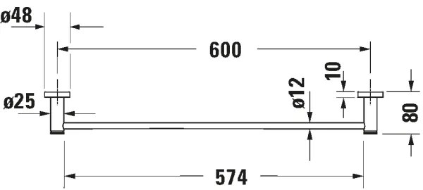 Duravit 99241000 - Bară pentru prosoape de perete D-CODE, 64,5 cm, crom lucios