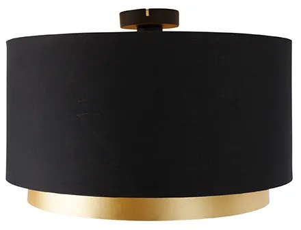 Plafoniera moderna neagra cu auriu 47 cm cu abajur dublu - Combi
