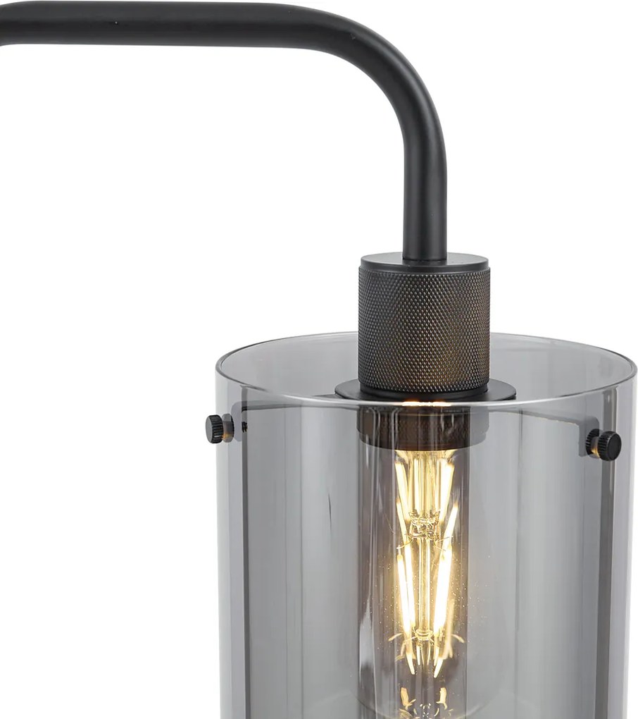 Lampă de podea de design neagră cu sticlă fumurie - Domo
