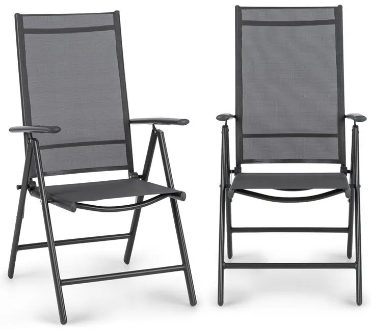 Blumfeldt Almeria Garden Chair, scaun pliabil, set de 2 bucăți, 56,5 x 107 x 68 cm, ComfortMesh, antracit