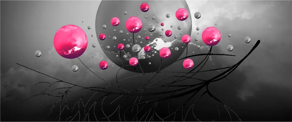 Tabloul cu bile abstracte roz (120x50 cm)