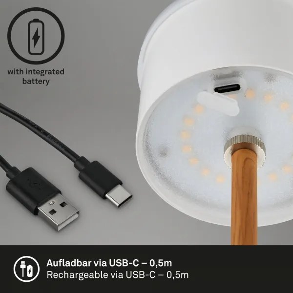 Brilo - Lampă de birou LED KIKI, reîncărcabilă, cu control tactil, LED/2,6W/5V, IP44, 2600 mAh, negru