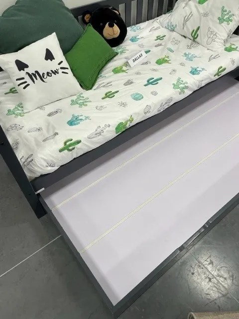 Sertar pentru Pat, Antracit, 90 x 190 cm, Pin Masiv – Dallas – Vipack