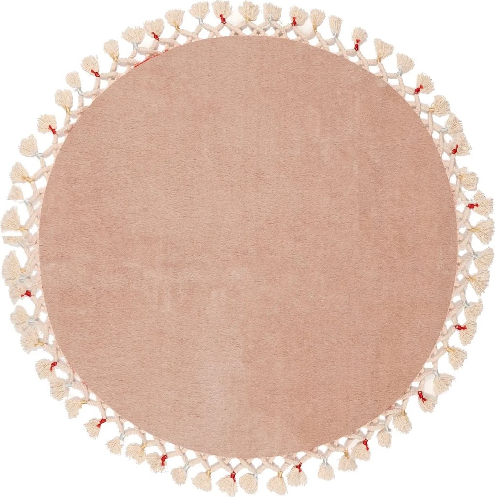 Covor 1286, 80x80 cm, forma rotunda, acril, crem