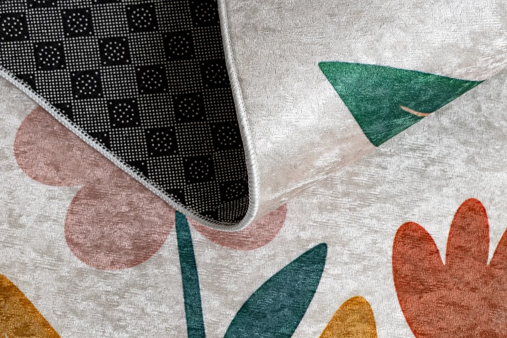 BAMBINO 61410 covor lavabil Animale, stele, nori pentru copii anti-alunecare - cremă / verde