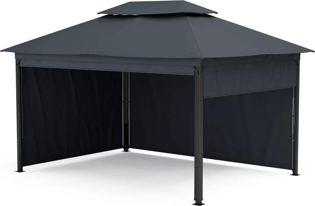 Blumfeldt Grandezza Cortina foișor de grădină 3x4 m, rezistent la intemperii, acoperit cu pulbere, jaluzele laterale