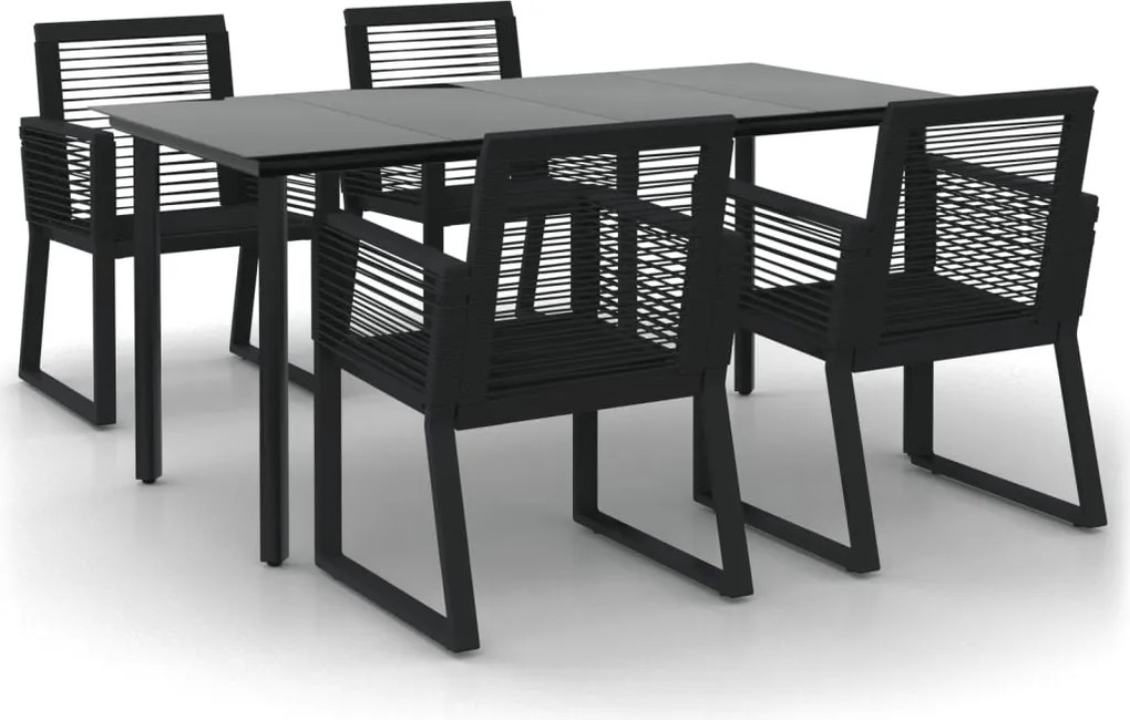 vidaXL Set mobilier de grădină, 5 piese, negru, ratan PVC