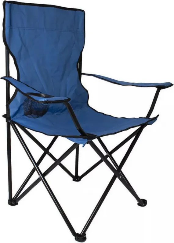 Scaun de camping Muhler C2012 109267, 52 x 52 x 90 cm, Pana la 100 kg, Suport pahar, Pliabil, Albastru