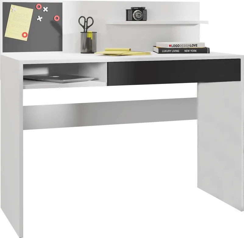 Birou PC cu placă magnetică, alb / negru, IMAN