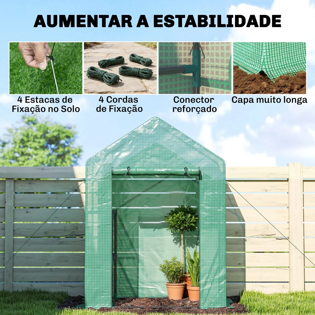 Outsunny Seră de Grădină 143 x 73 x 195 cm cu Rafturi cu 2 Etaje, Verde | Aosom Romania