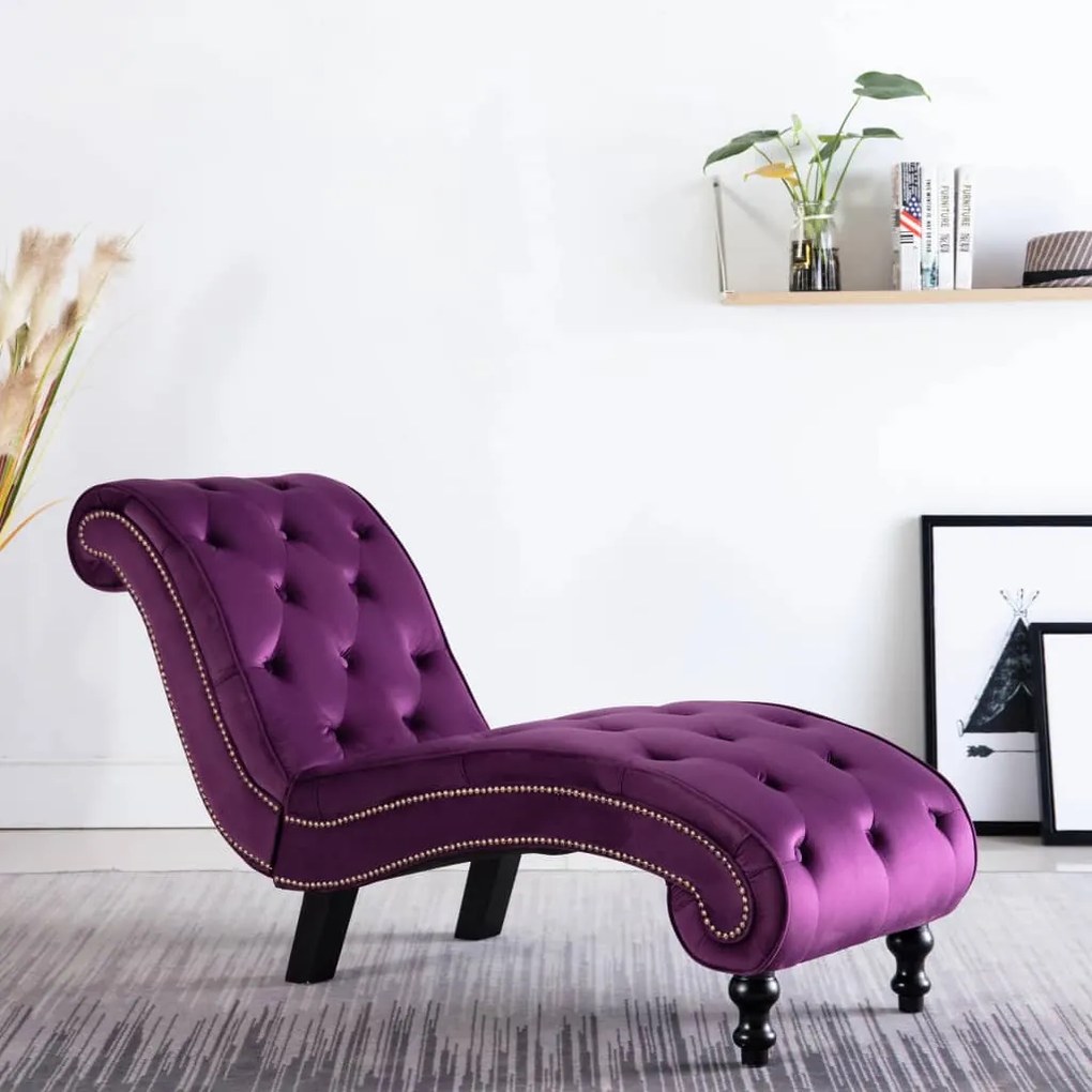 vidaXL Șezlong, violet, catifea