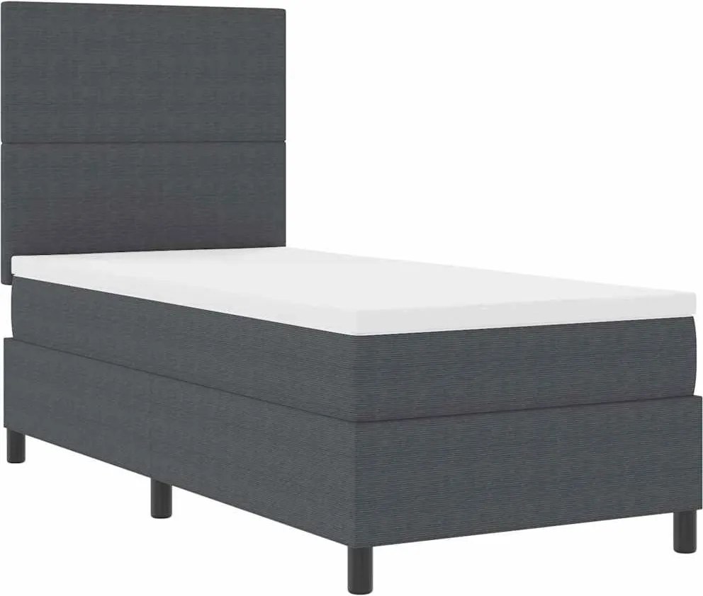 vidaXL Pat cu arc LED cu headboard Gri închis și alb 100 x 200 cm