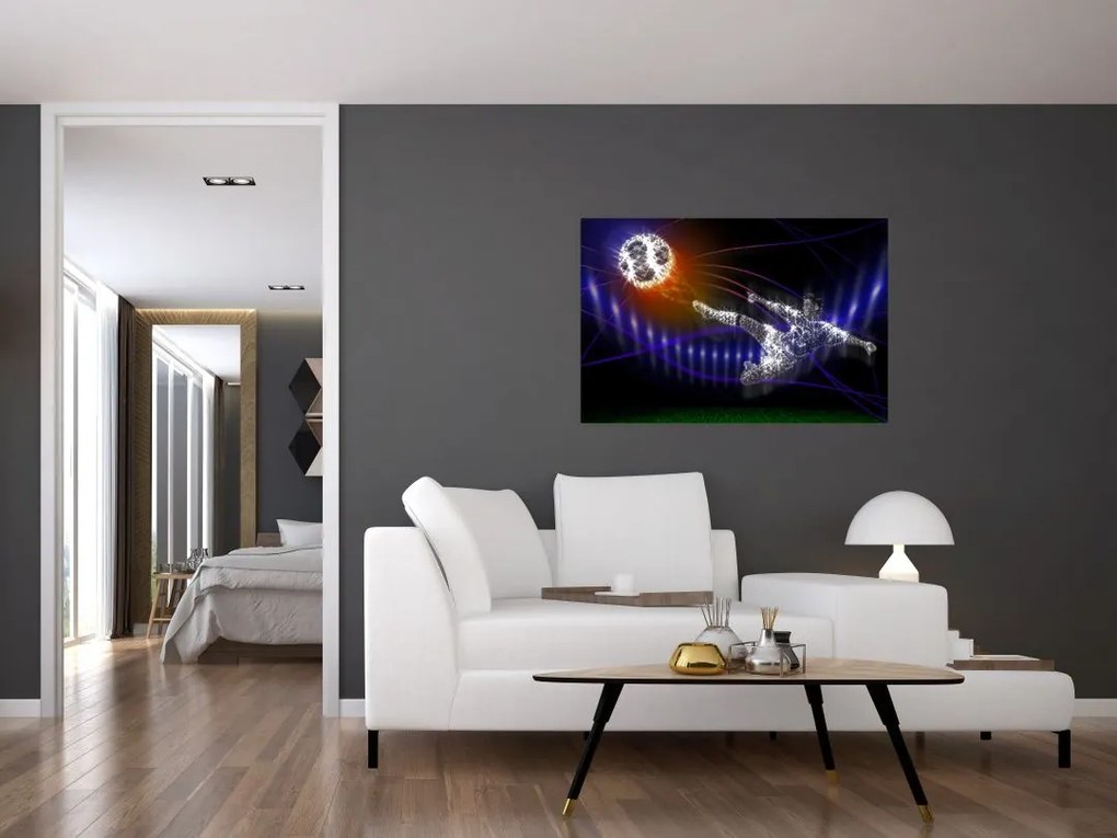 Tablou - Fotbaliști în săritură (90x60 cm)