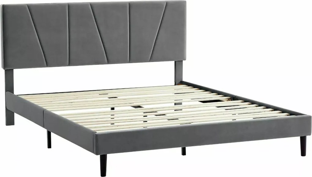 Pat tapițat SAVANA VELVET 140x200 cm gri